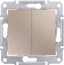 Переключатель 2-клавишный, сх. 6+6, 10а, 250В (титан) Sedna Schneider Electric. Вид 1