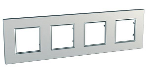 Рамка 4-постовая (серебро) Unica Quadro Schneider Electric. Вид 1