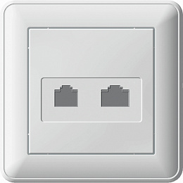 Розетка двойная RJ11+RJ45, 160В, 1А, кат.5e, в сборе (слоновая кость) Wessen 59 Schneider Electric. Вид 1