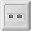 Розетка двойная RJ11+RJ45, 160В, 1А, кат.5e, в сборе (слоновая кость) Wessen 59 Schneider Electric. Вид 1.