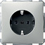 Розетка 16А с заземлением, без шторок, qf sd (сталь) Merten Schneider Electric. Вид 1.