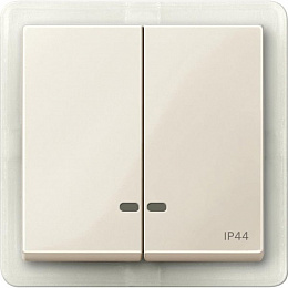 Клавиша двойная с окошком для световой индикации IP44, sm (бежевый) Merten Schneider Electric. Вид 1