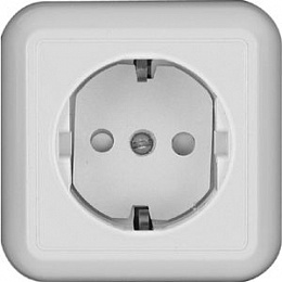 Розетка с заземлением, со шторками, О/У, изол.пл.16А 250В (белый) Прима Systeme Electric. Вид 1
