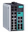 18-портовый управляемый коммутатор: 12х10/100 BaseT Ethernet, 4хGigabit Ethernet, 2х100BaseFX, -40...+75С MOXA. Вид 1.