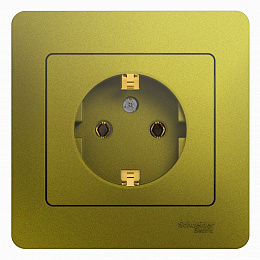 Розетка с заземлением,16А, 250В, в сборе (фисташковый) Glossa Systeme Electric. Вид 1