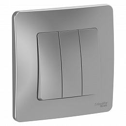 Выключатель 3-клавишный, С/У, 10А, 250B (алюминий) Blanca Systeme Electric. Вид 1
