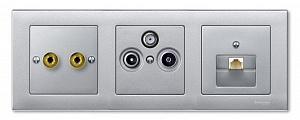 Центральная плата для Механизмов RJ45х1 (алюминий) Merten Schneider Electric. Вид 1
