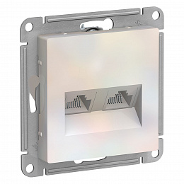Розетка двойная компьютерная RJ45+RJ45, кат.5E, механизм (жемчуг) Atlas Design Systeme Electric. Вид 1