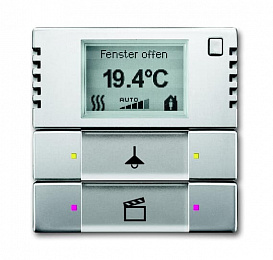 6128/28-866-500 Терморегулятор KNX с дисплеем и сенсором, 2/4-клавишный, нержавеющая сталь ABB. Вид 1