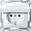 Розетка со шторками, с крышкой, qf sm (полярный белый) Merten Schneider Electric. Вид 1.