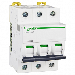 iC65N 3P 4А Автоматический выключатель 3-полюсный, 4А, 6кА (хар-ка C) Schneider Electric. Вид 1