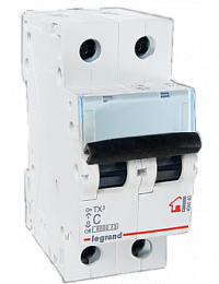 TX3 Автоматический выключатель 2-полюсный, 50А, 6kА (хар-ка C) Legrand. Вид 1