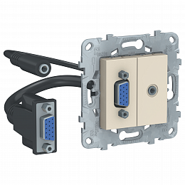 Розетка HD15+minijack (бежевый) Unica New Schneider Electric. Вид 1