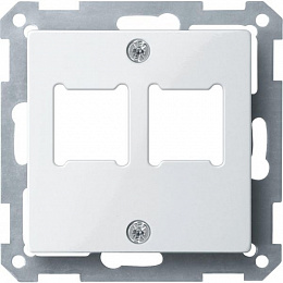 Центральная плата для розетки RJ11/RJ45,2 поста, qf sm (полярный белый) Merten Schneider Electric. Вид 1