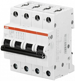 S204M K1.6UC Автоматический выключатель 4-полюсный, 1.6А, 10kA, DC (хар-ка K) ABB. Вид 1