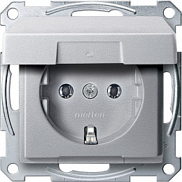 Розетка SCHUKO с крышкой (алюминий) Merten Schneider Electric. Вид 1