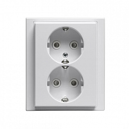 302EUJ-84 Розетка Double Shuko 16А 230В, c рамкой, Impressivo, белый ABB. Вид 1