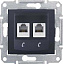 Розетка телефонная, RJ11, двойная, с пружинными зажимами (графит) Sedna Schneider Electric. Вид 1.