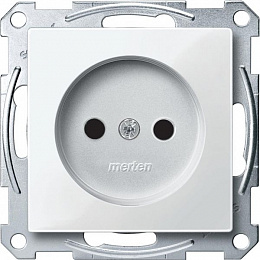 Розетка без заземления, со шторками, qf sm (полярный белый) Merten Schneider Electric. Вид 1