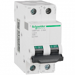 C65H-DC 2P 2A Автоматический выключатель 2-полюсный, 2А, 15kA, DC (хар-ка С) Schneider Electric. Вид 1