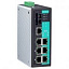 8-портовый неуправляемый коммутатор: 4 PoEх10/100 BaseT(X) Ethernet, 3х10/100BaseT(X), 1 порт 100BaseFX, -40...+75С MOXA. Вид 1.