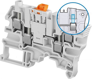 Клемма винтовая ZS6-S-4S-T2 - 6 мм2, с ножевым разъединителем, 2 тестовые розетки TYCO. Вид 1