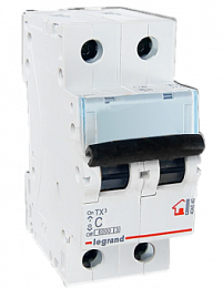TX3 Автоматический выключатель 2-полюсный 63A 6kA (хар-ка C) Legrand. Вид 1