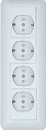 Розетка 4-х местная, О/У, 2К+З 250В, 16А, со шторками (белый) Прима Systeme Electric. Вид 1