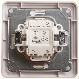 Переключатель 1-клавишный, с подсв. 10АХ, в сборе (белый) Wessen 59 Schneider Electric. Вид 1
