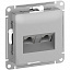 Розетка двойная компьютерная RJ45+RJ45, кат.6А, механизм (алюминий) AtlasDesign Systeme Electric. Вид 1.