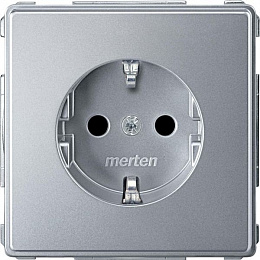 Механизм розетки со шторками (алюминий) Merten Aquadesign Schneider Electric. Вид 1