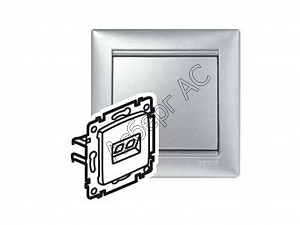 Розетка RJ45 UTP кат 5е 2в алюминий зх Valena Legrand. Вид 1