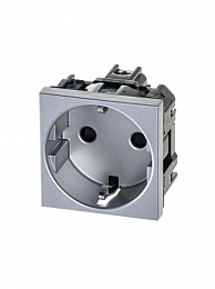 N2288 PL Розетка SCHUKO с заземлением, со шторками 16А/250В (серебристый) Zenit ABB. Вид 1