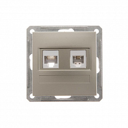 Розетка двойная RJ11+RJ45, 160В, 1А, кат.5e, механизм (шампань) Wessen 59 Systeme Electric. Вид 1