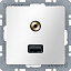 Розетка USB/3,5 мм Audio (полярная белизна, бархат) Q.1/Q.3 Berker. Вид 1.