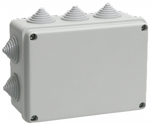 КМ41242  Коробка распаячная для о/п 150х110х70мм IP55 (RAL7035, 10 гермовводов) ИЭК. Вид 1