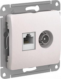 Розетка двойная TV + компьютерная RJ45, кат. 5Е, механизм (перламутр) Glossa Systeme Electric. Вид 1