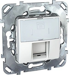 Розетка телефонная, RJ12, одиночная, 6 контакта (белый) Unica Schneider Electric. Вид 1
