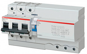 DS803S C 125 A300 Дифф. автомат 3-полюсный, 125A, 300mA, тип А, 6kA (хар-ка С) ABB. Вид 1