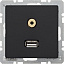 Розетка USB/3,5 мм Audio (антрацитовый, бархатный лак) Q.1/Q.3 Berker. Вид 1.