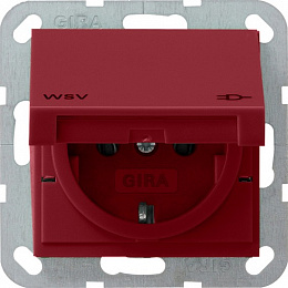 Розетка с заземлением ((красный)) System 55 Gira. Вид 1