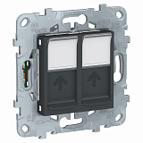 Розетка компьютерная, RJ45, двойная, кат. 5е utp (антрацит) Unica New Schneider Electric