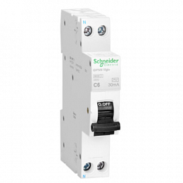 iDPN N Vigi+ Дифф. автомат 1P+N, 6A, 30mA, 6kA, тип A, электронный (хар-ка C) Schneider Electric. Вид 1
