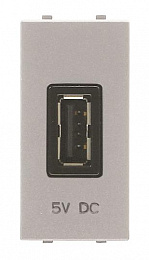 N2185.2 PL Механизм USB зарядного устройства, 1М, 2000 мА, 5В, серия Zenit, цвет серебристый АВВ. Вид 1