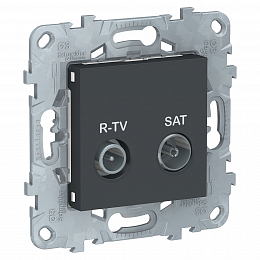 Розетка R-TV/SAT проходная (антрацит) Unica New Schneider Electric. Вид 1