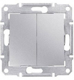 Выключатель 2-клавишный скрытой установки 10А (алюминий) Sedna Schneider Electric. Вид 1