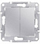 Выключатель 2-клавишный скрытой установки 10А (алюминий) Sedna Schneider Electric. Вид 1.