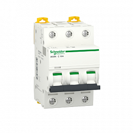 iK60N 3P 10А Автоматический выключатель 3-полюсный, 10А, 6кА (хар-ка C) Schneider Electric. Вид 1