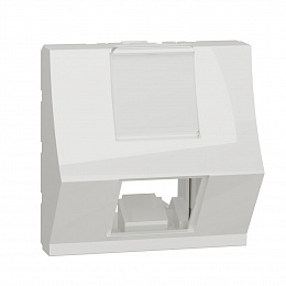 Лицевая панель для Keystone/Systimax RJ45, 2 мод., с полем д/надписи, угловая (белый) Unica Schneider Electric. Вид 1