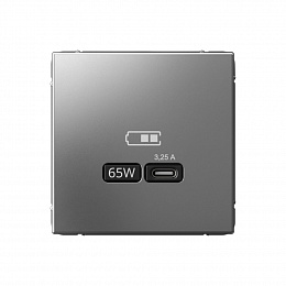 Розетка USB, тип-С 65Вт высокоскор.заряд. QC, PD, механизм (сталь) ARTGALLERY Systeme Electric. Вид 1